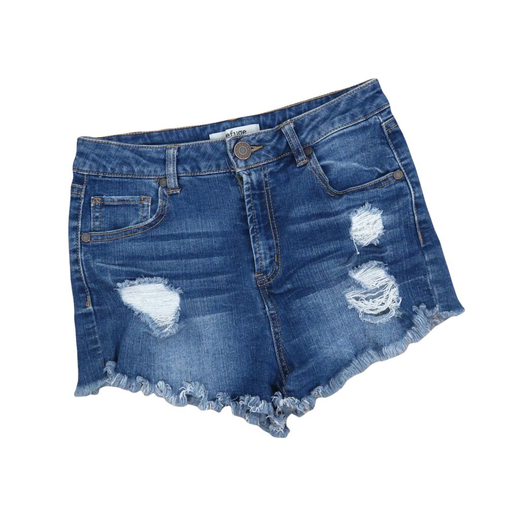 Charlotte Russe Refuge High Rise Ripped Cut Off Denim Jean Shorts Size 4 26"